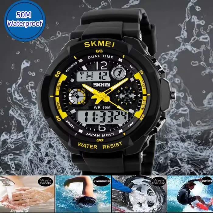 Skmei montres de Sport numériques pour enfants garçon fille mode double temps