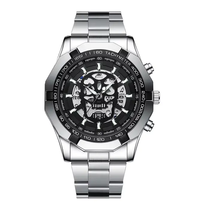 Montres-bracelets à quartz précises pour hommes, design crâne squelette BINBOND, luxe, lumineuses, é