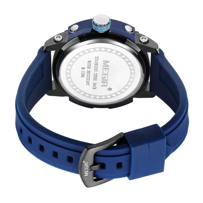 Montre chronographe analogique à quartz Megir 2208 avec date