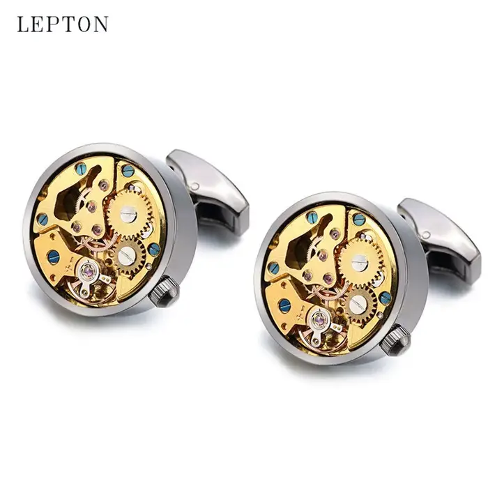 Boutons de manchette de mouvement de montre en or