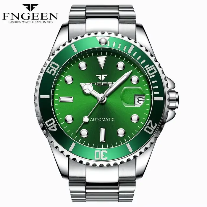 Montre automatique en toile verte armée pour hommes