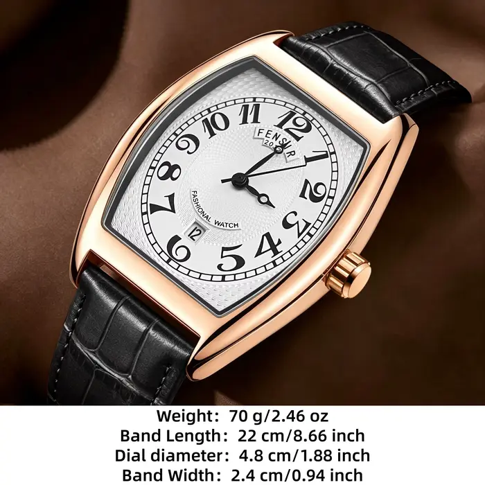 Montre à quartz rétro en forme de baril pour homme