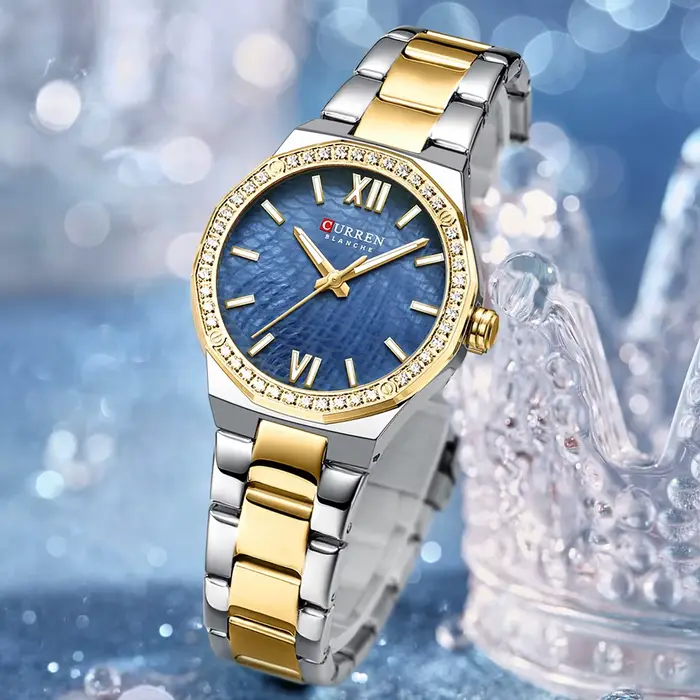 Montre de luxe romantique pour femme cadran avec strass bracelet acier inoxydable étanche pour occasions spéciales diverse couleur style