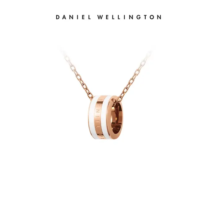 Collier Daniel Wellington Emalie pour femmes, collier de luxe en or rose, argent blanc, pendentif en