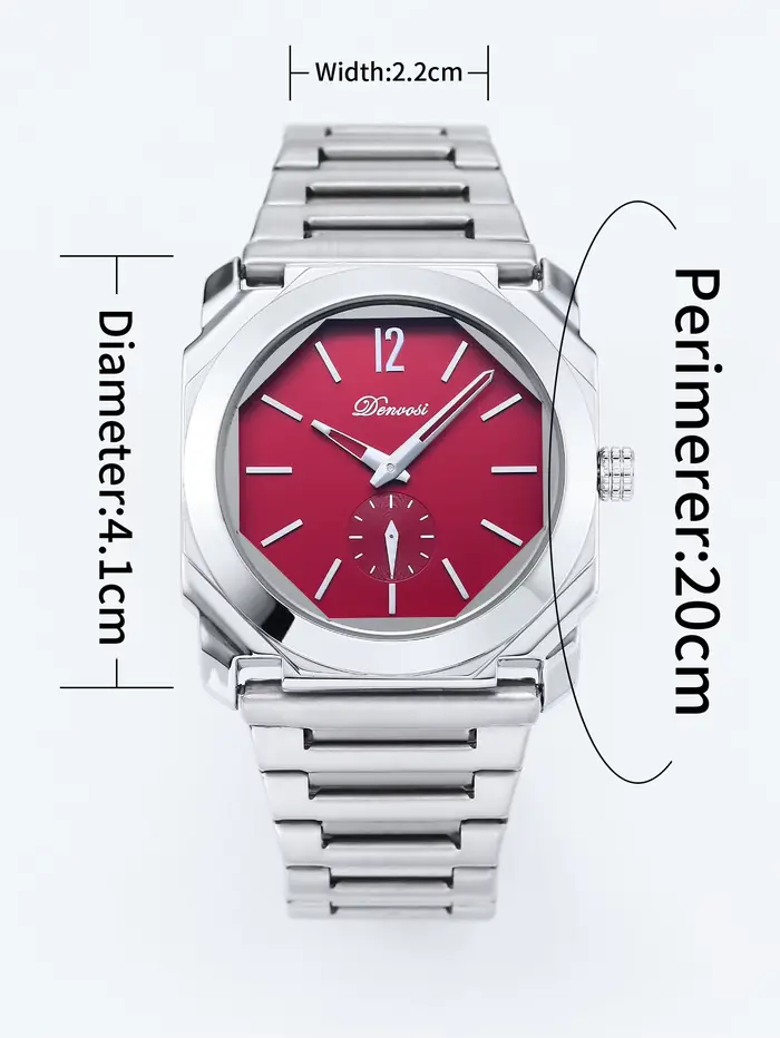 Montre de luxe pour homme avec cadran octogonal - Bracelet en acier inoxydable
