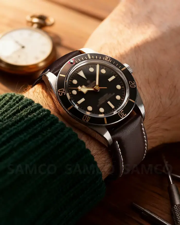 Bracelet de montre en cuir véritable de grain supérieur