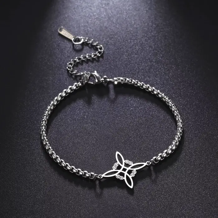 Skyrim sorcellerie noeud de sorcière Bracelet à breloques femmes boîte en acier inoxydable chaîne Bracelets à portée de main Wicca amulette bijoux cadeau 2025
