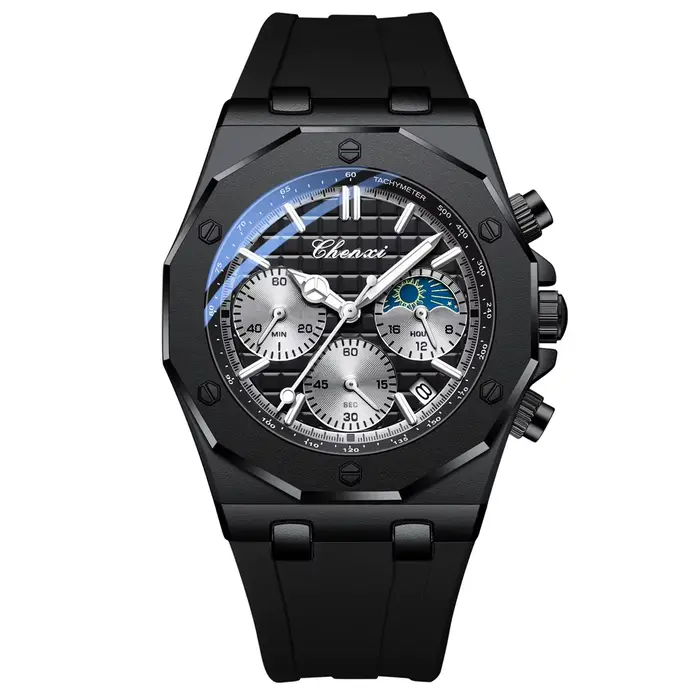 CHENXI hommes de luxe chronographe Sport montre à Quartz étanche lumineux bracelet en Silicone mode 