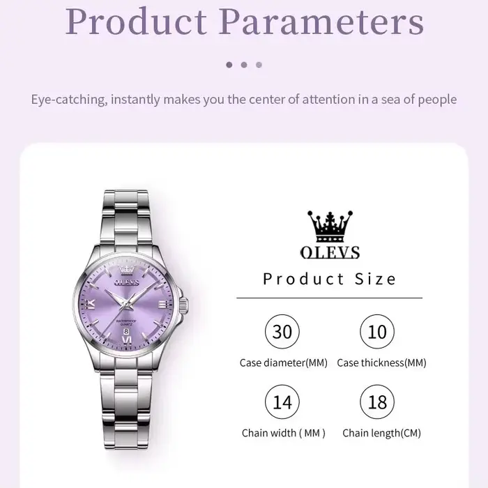 OLEVS 3668 femmes montres élégante montre en acier inoxydable lumineux étanche Date montre-bracelet dames