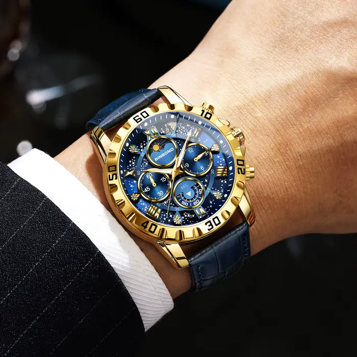 Montres-bracelets à quartz authentiques et précises BINBOND pour hommes
