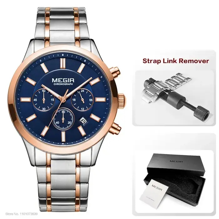 Montre-bracelet chronographe à quartz en acier inoxydable pour homme