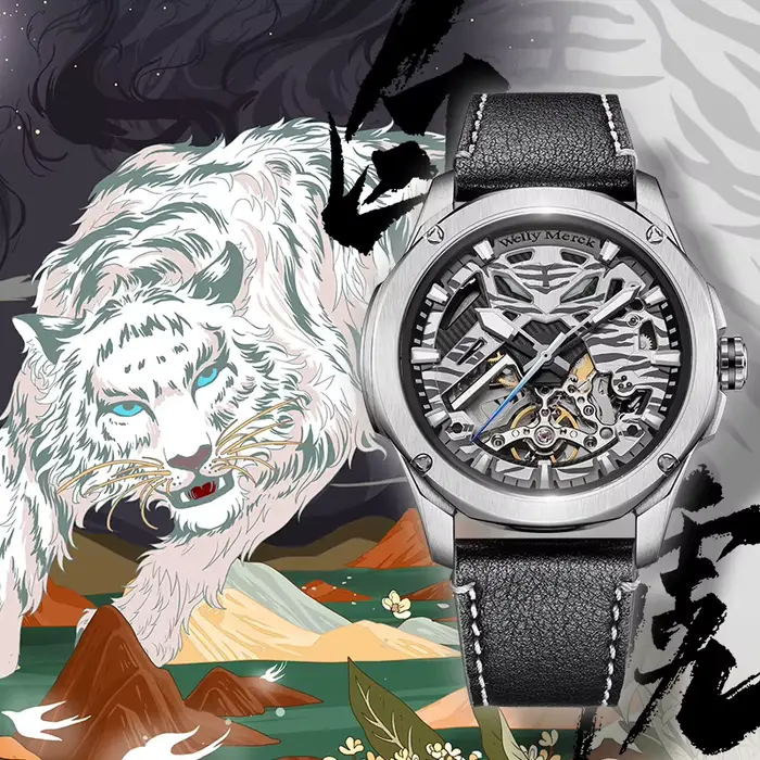 WM montre automatique mécanique squelette homme collaboration quatre créatures mythiques 70 heures r