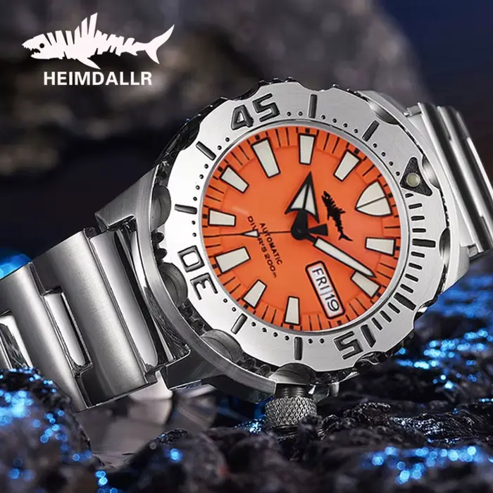 Montre Heimdallr V2 Monster Frost pour Hommes, Plongée, Automatique, Résistante à l'Eau, Sport, Lumineuse, Calendrier Complet, Bracelet Acier Inoxydable