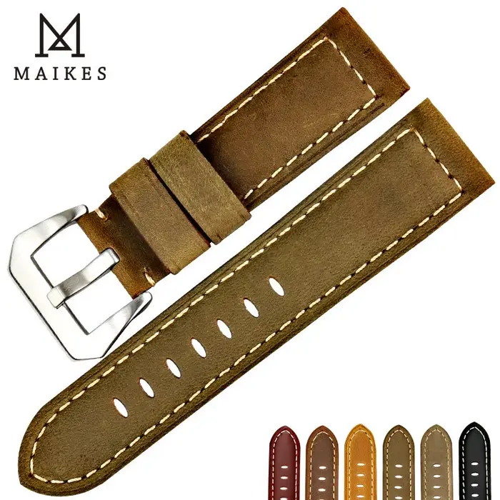 Bracelet de montre vintage MAIKES en cuir véritable pour montres traditionnelles styles classiques occasions spéciales