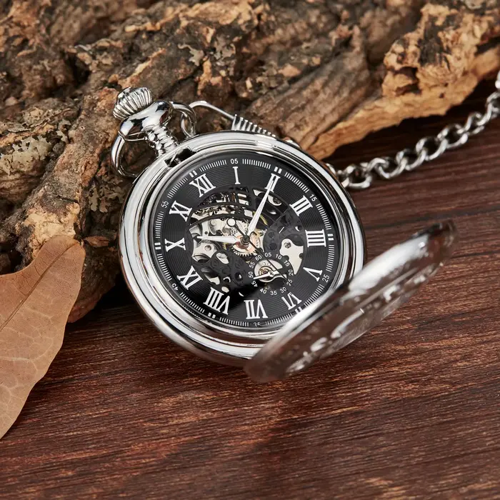 Montre à gousset — Montre de poche mécanique rétro squelette