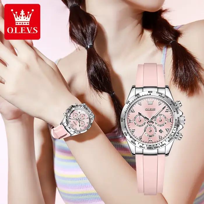Montre à Quartz OLEVS 5618 Style Fashions Et Casual Résistante À L'Eau Avec Fonction Chronographe Lumineux Pour Femmes Occasions Spéciales