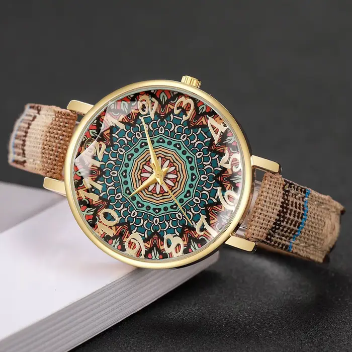 Montre à quartz pour femmes avec cadran arabe vintage