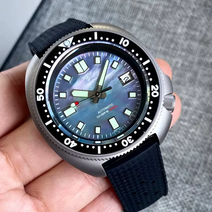 Tandorio titane matériel tortue montre automatique hommes 200M étanche vadrouille cadran 120 clics l