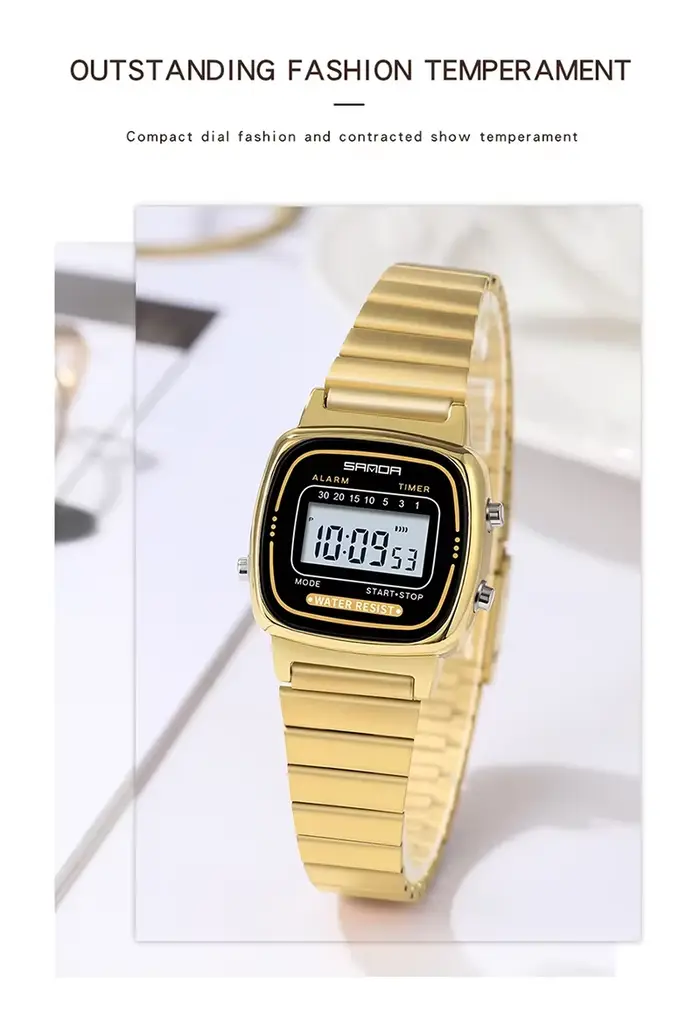 SANDA 6053 montre numérique de luxe pour femmes élégant étanche sport LED affichage