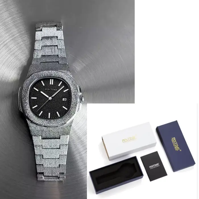 Montre à quartz pour homme dorée, montre de luxe givrée, cadran ciel étoilé, montre à quartz étanche