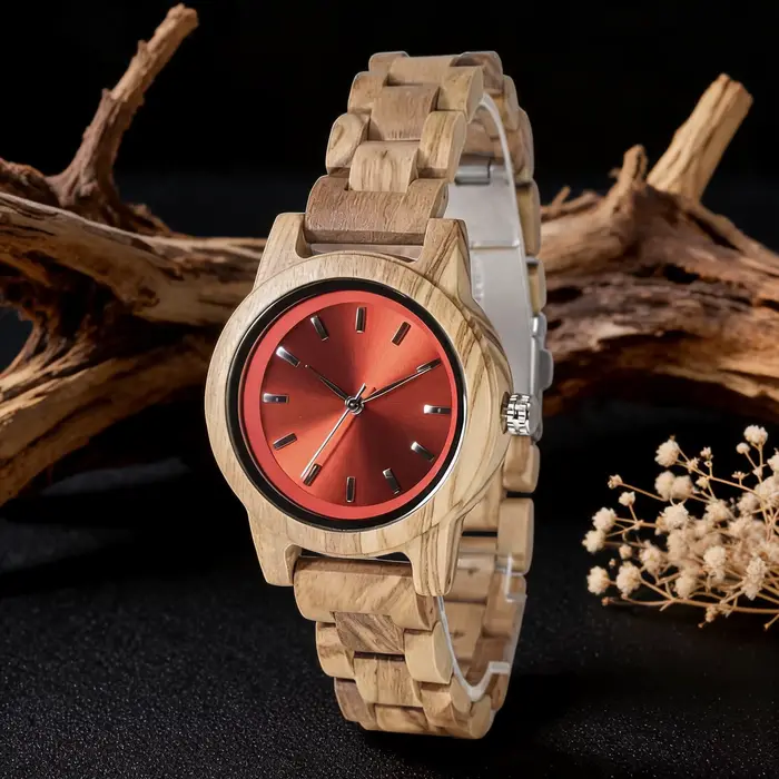 Montre en bois pour femme avec bracelet entièrement en bois