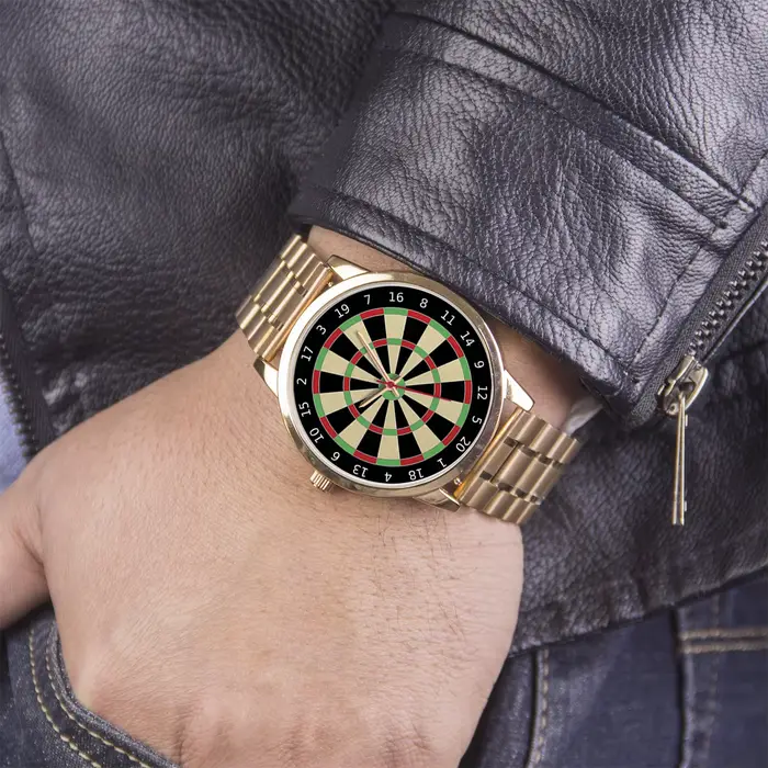 Montre-bracelet à quartz avec boîtier en or pour homme