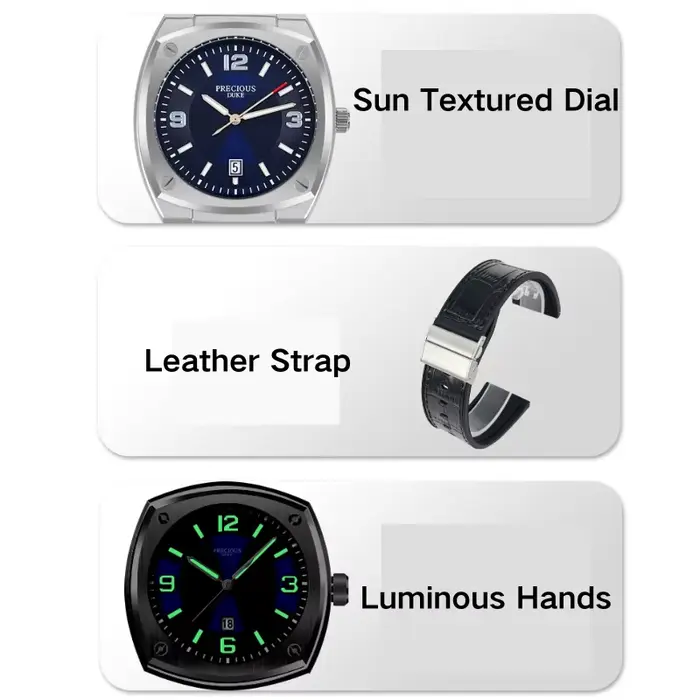 Montre à quartz pour homme avec mouvement mouette 40 mm de diamètre 10 mm d'épaisseur lumineuse et fonction calendrier 3 ATM