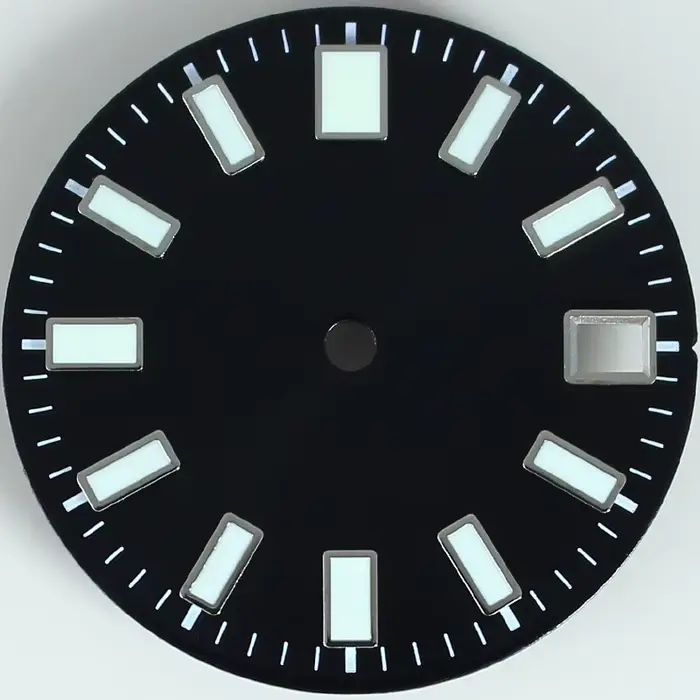 Cadran de montre lumineux vert de 28.5mm de diamètre, sans Logo, cadrans NH35 pour mouvement NH35 NH