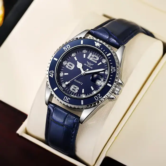 Calendrier de mode hommes montres d'affaires bracelet en cuir montre-bracelet à Quartz pour homme horloge Reloj Hombre (sans boîte)