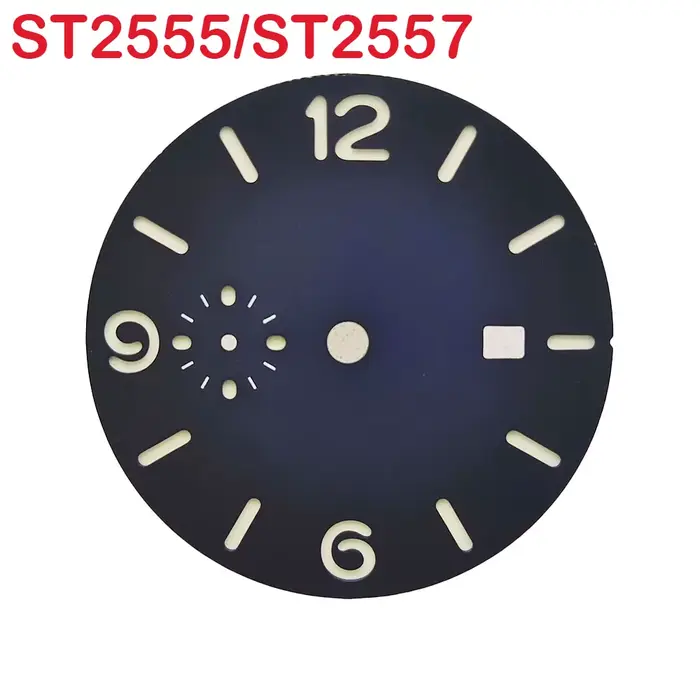 Cadran vert C3 lumineux stérile à calendrier unique, 36.5mm, adapté aux mouvements ST2557/ST2555/ST2