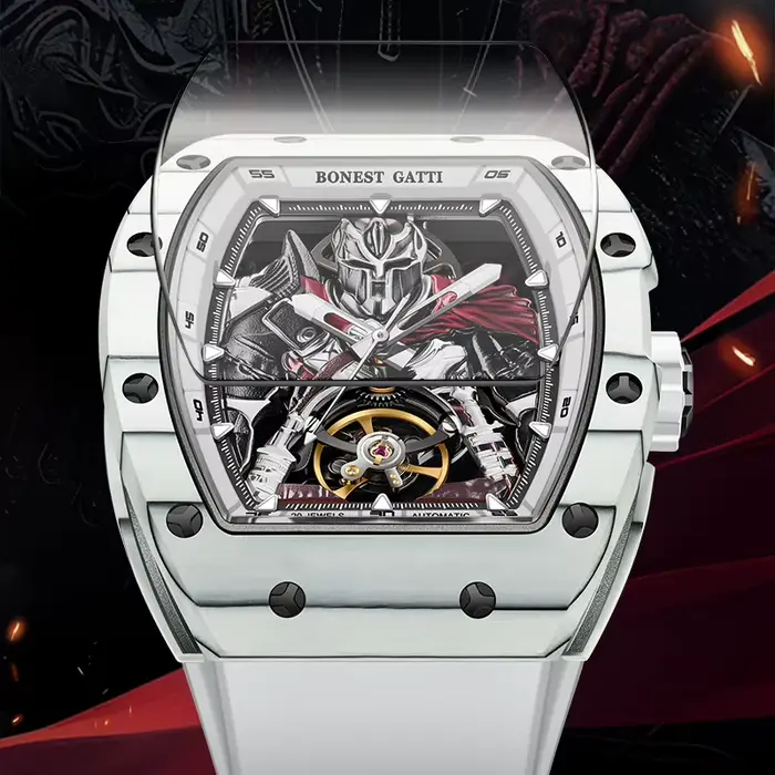 BONEST GATTI montre mécanique automatique en Fiber de carbone pour hommes étanche squelette
