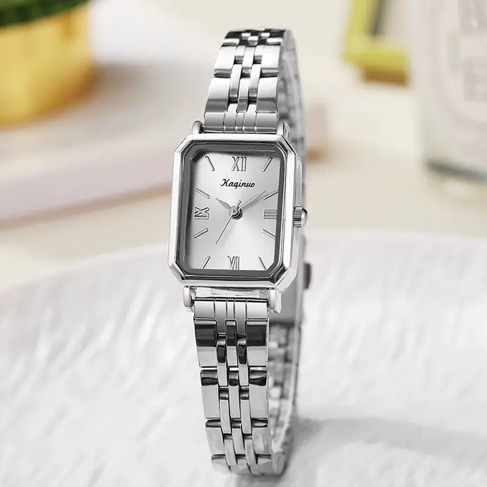 Montre rectangulaire de luxe en or pour femmes, bracelet réglable en acier inoxydable, à Quartz, hor