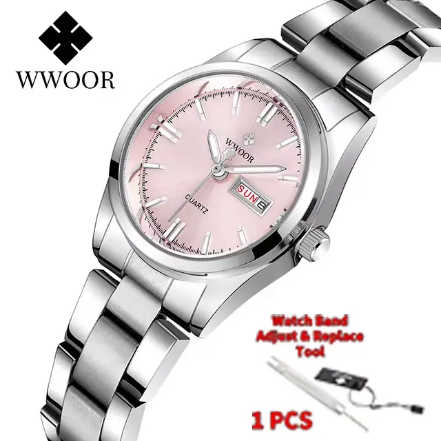 WWOOR 2024 nouveau haut de gamme marque femmes argent bleu montre mode acier inoxydable Quartz éléga