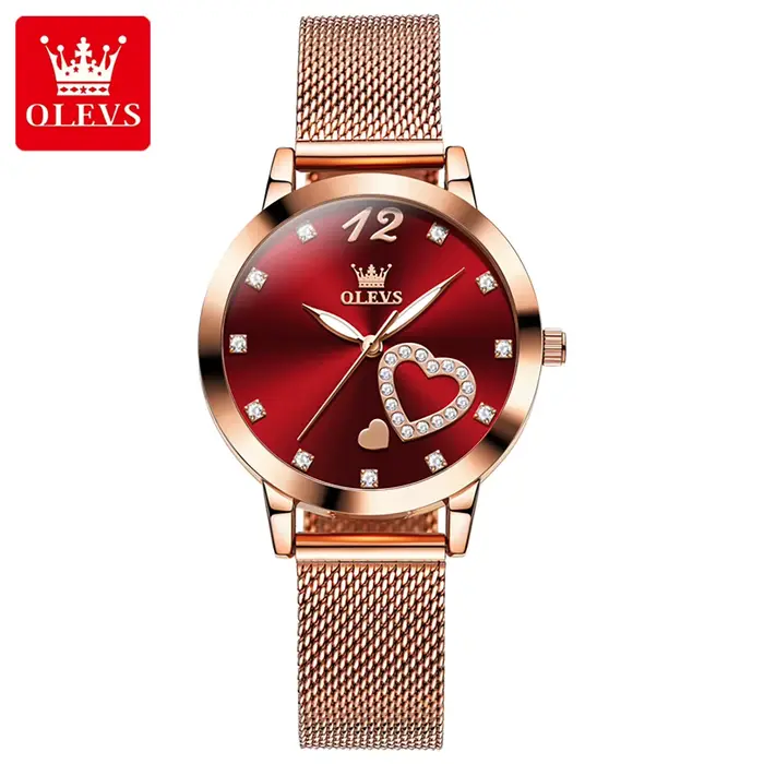 OLEVS 5189 montre à Quartz Simple pour femmes diamant amour coeur conception mode élégant or Rose br