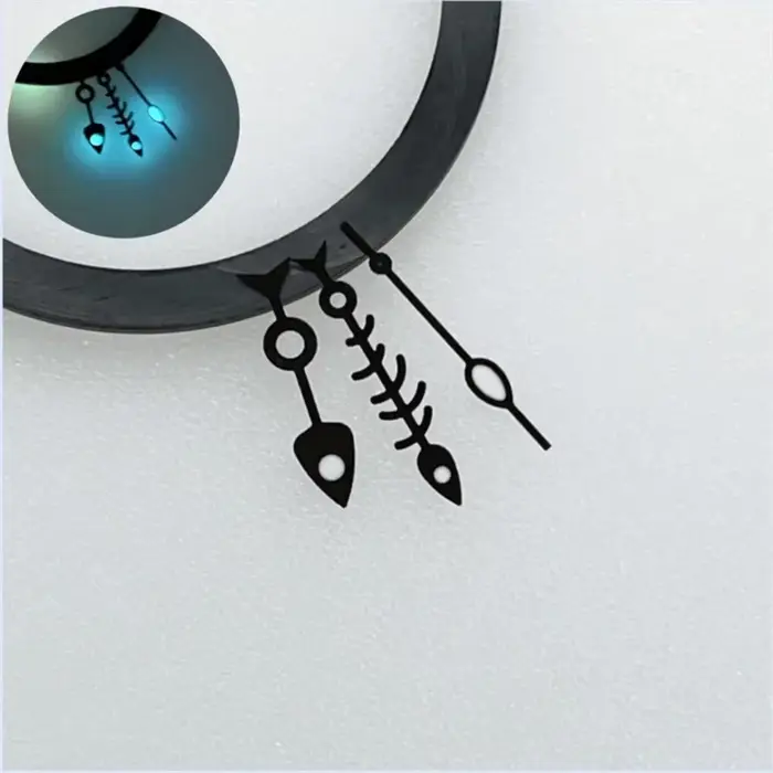 Aiguilles de montre en arête de poisson blanche et noire bleues lumineuses pour mouvements japonais NH35 NH36 4R35 4R36 occassions formelles professionnelles
