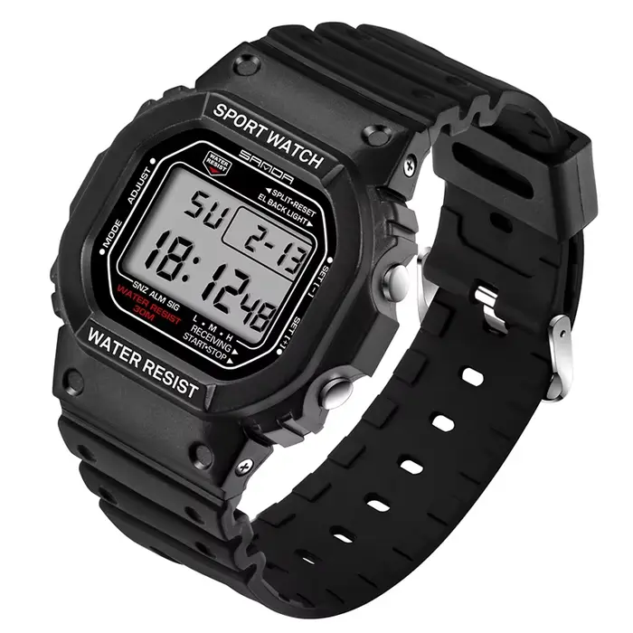 Montre numérique SANDA2025 329 pour hommes, femmes, unisexe, étanche, montre de sport, chronomètre, 