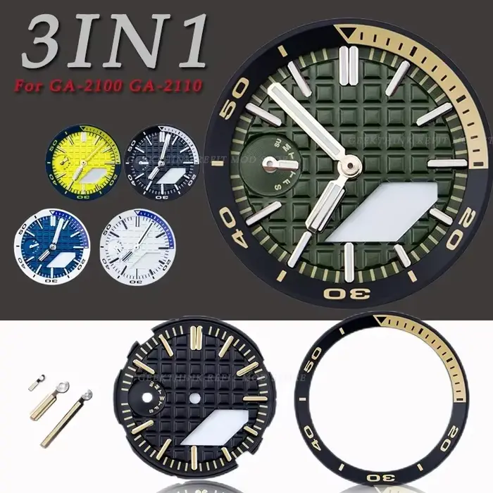 Modification de cadran pour montres GA2100 GA2110 avec aiguilles lumineuses et ensemble marqueur d'heure pour femmes et hommes occasions spéciales