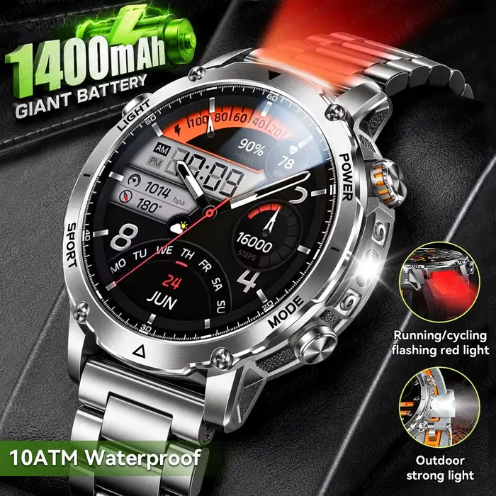 Montre connectée de sport militaire pour hommes