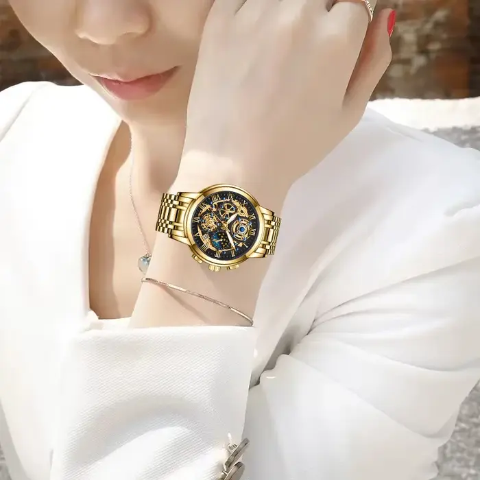 LIGE 2024 nouvelle mode or femmes montre haut de gamme de luxe étanche montres