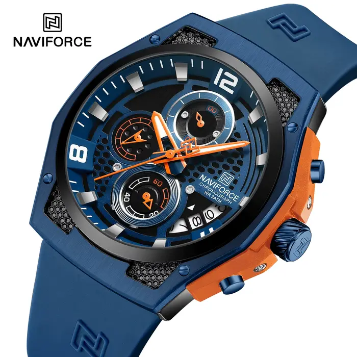 NAVIFORCE haute qualité luxe Original hommes montre bracelet en Silicone étanche mâle Quartz montre-