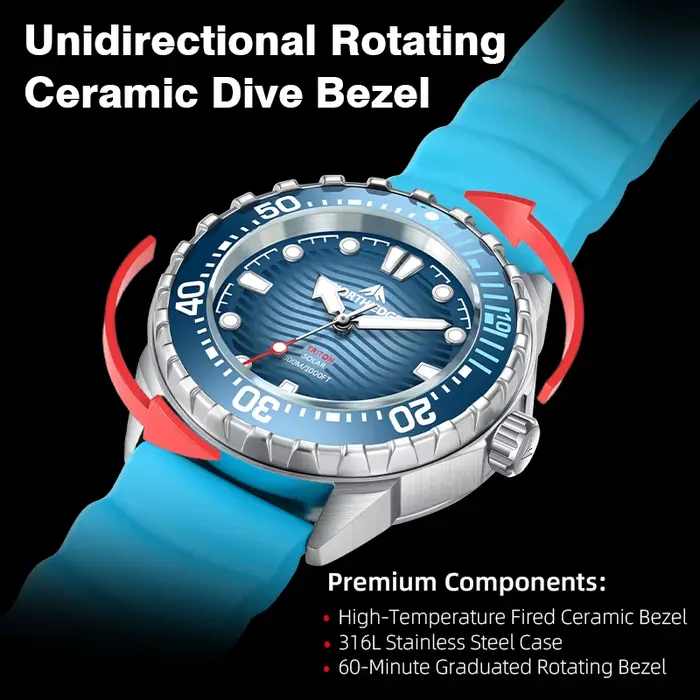 NORTH EDGE TRITON montre de plongée à énergie solaire hommes montres à Quartz de luxe