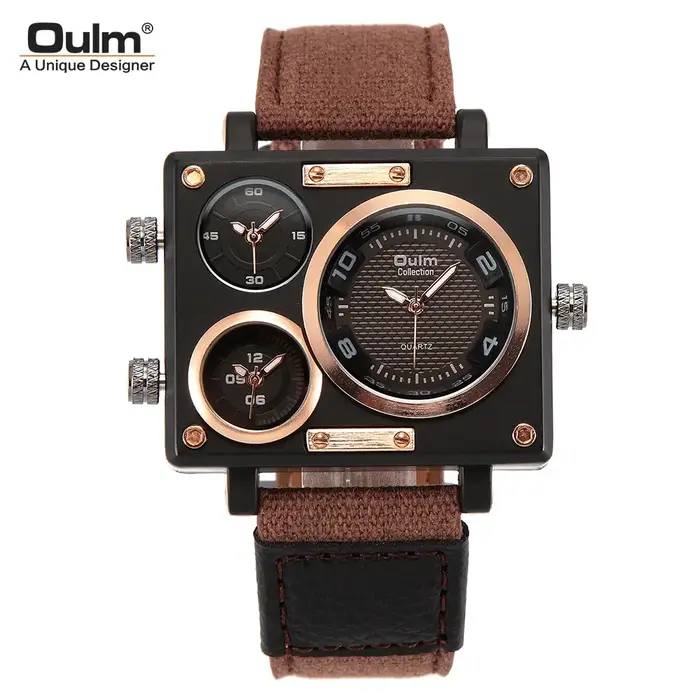 Oulm tout nouveau Style Unique concepteur montre pour hommes de haute qualité tissu en cuir