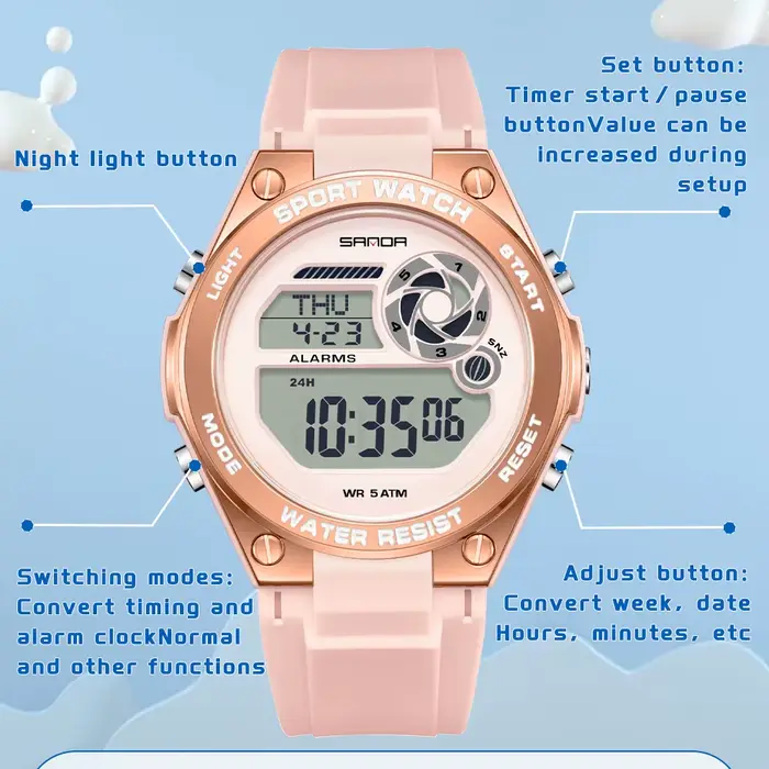 Montre-bracelet de sport de luxe pour femmes SANDA