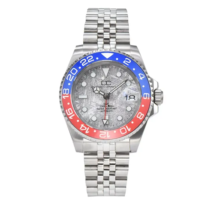 Montre mécanique Dandong GMT 40mm acier inoxydable avec verre saphir luminescent pour hommes occasions spéciales