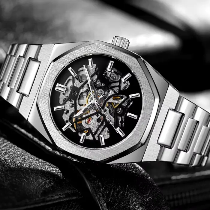 FORSINING mode automatique hommes montres haut de gamme mécanique Transparent étanche militaire en acier inoxydable