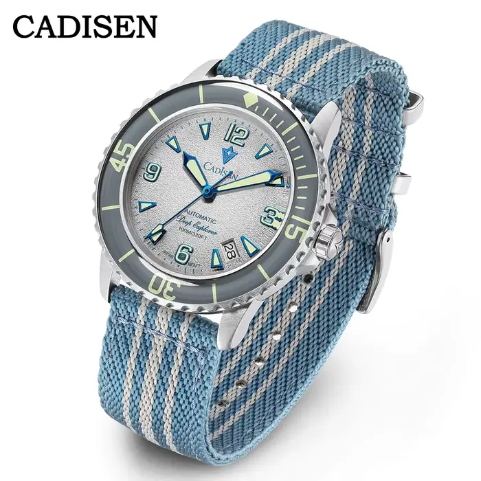 CADISEN Deep Explorer 2026 vert automatique montre mécanique homme toile bracelet montre-bracelet 82