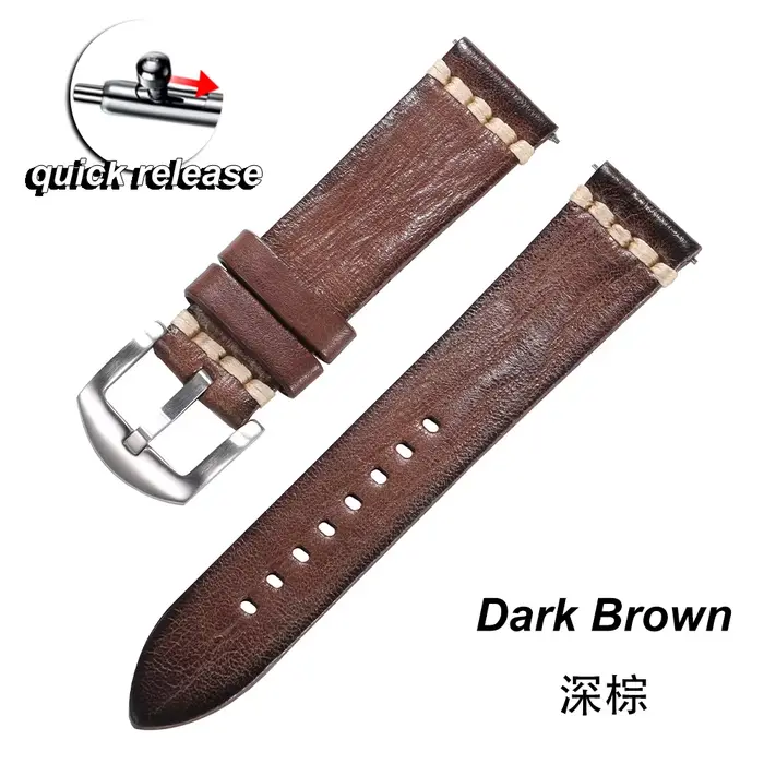 Bracelet de montre en cuir de vachette vintage 18mm 20mm 22mm 24mm pour Samsung, Tudor, Seiko – Brac