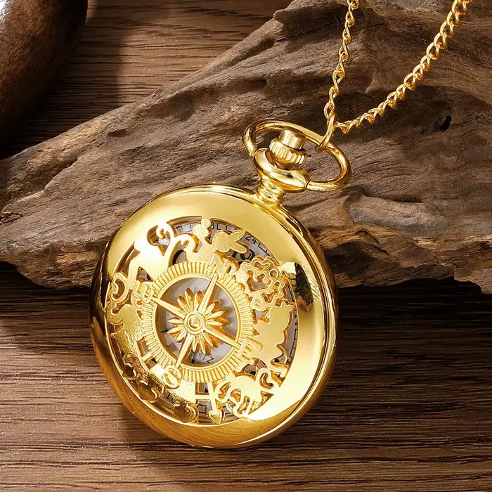 Montre de poche steampunk antique quartz or pour homme et femme occasionnels spéciaux horlogerie vintage analogique-digital