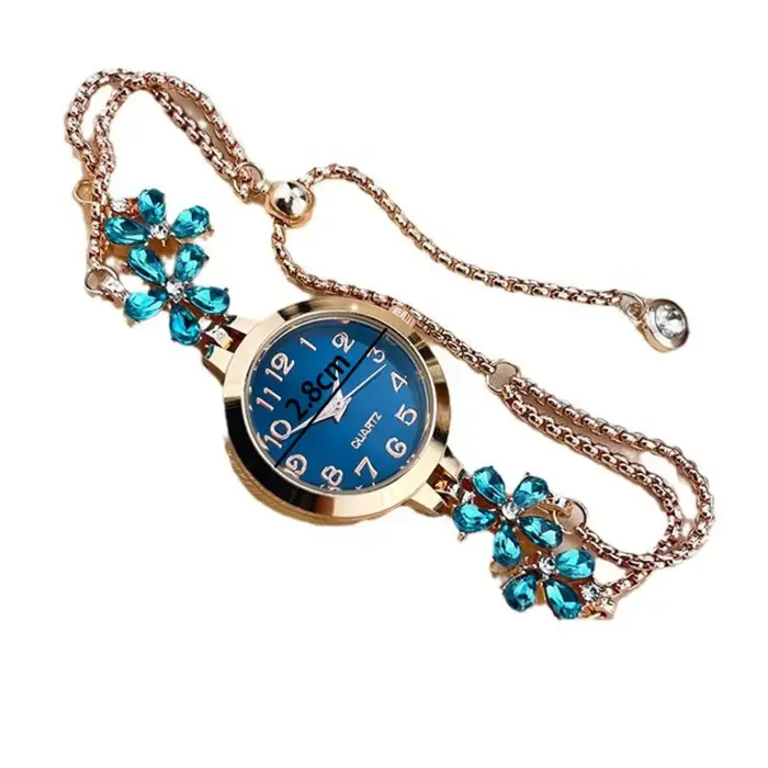 Nouvelle fleur strass montres Bracelet réglable