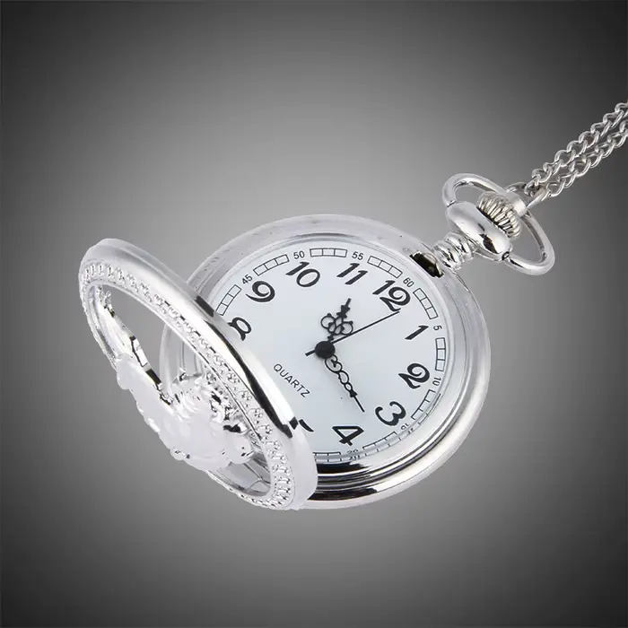Montre à gousset en forme de cheval homme argent élégante vintage avec chaîne cadeau occasion spéciale